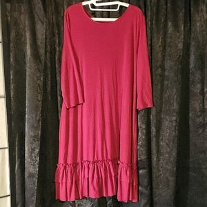 Elegant Marroon Ruffle Hem Dress